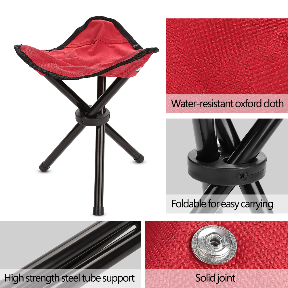Chaise Trépied Pliante Portable Pour Camping, Randonnée, Pêche, Pique-nique, Barbecue Et Voyages (rouge S)
