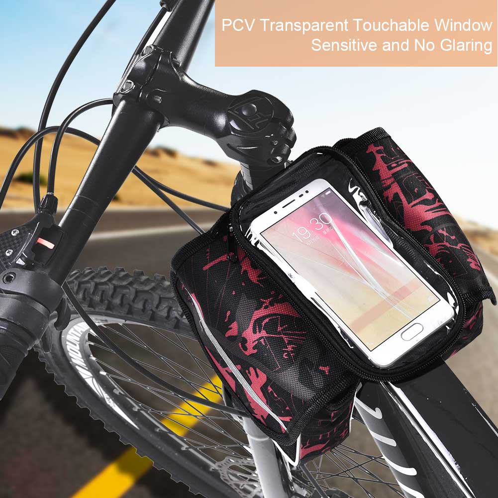 Sacoche De Cadre Avant De Vélo Étanche Avec Pochette Tactile Pour Téléphone Portable, Accessoire De Vélo (rouge)
