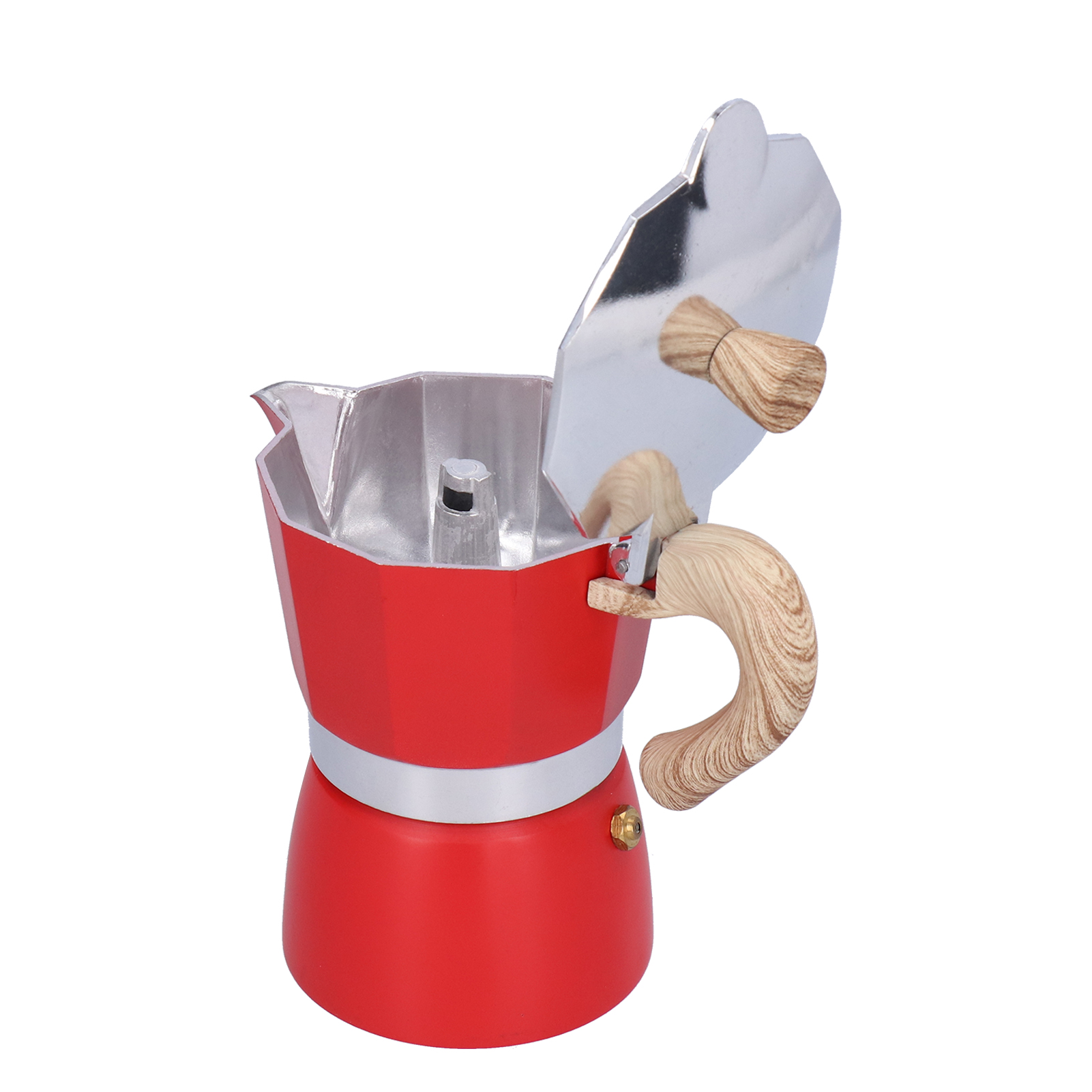 Moka-kanne 150 Ml, Italienische Kaffeemaschine Für Gas- Und Spiritusherde, Rot, Induktionsgeeignet
