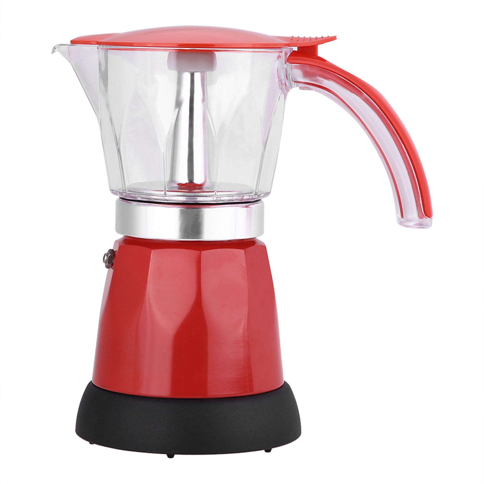 480w Rote Elektrische Moka-kaffeemaschine, 300ml/6 Tassen, Abnehmbarer Teller, Italienische Kaffeemaschine Für Herde, Induktions- Und Gasgeeignet, Kompaktes Design.
