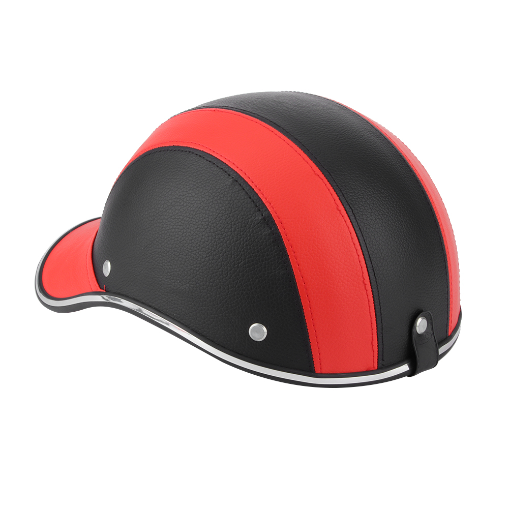 Universal-leichtbau-motorrad-halbgesichtshelm, Fahrrad-sicherheitshut, Baseballkappe (rot A0322 Einheitsgröße)
