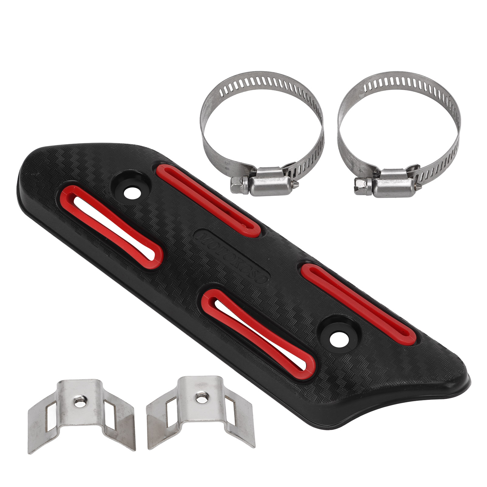 Hitzeschutzblech Für Den Auspuff Von 4-takt-motorrädern, Quads Und Geländefahrzeugen (utvs), Rotes Feuerhemmendes Isoliermaterial, Schalldämpferabdeckung, Hitzebeständig.