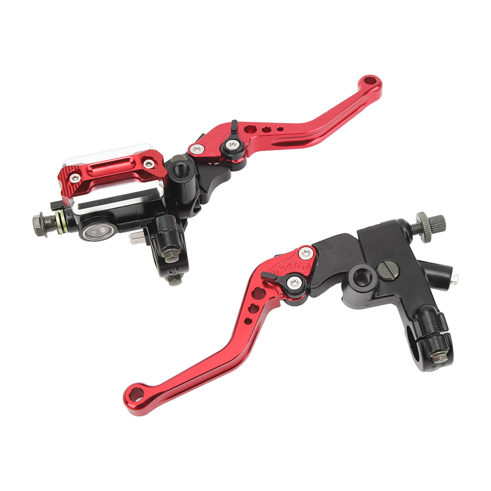 Paar 7/8-zoll-motorradbremshebel Für Hauptbremszylinder, Universalset Mit Ausgleichsbehälter, Roter Carbonfaser-handschutz