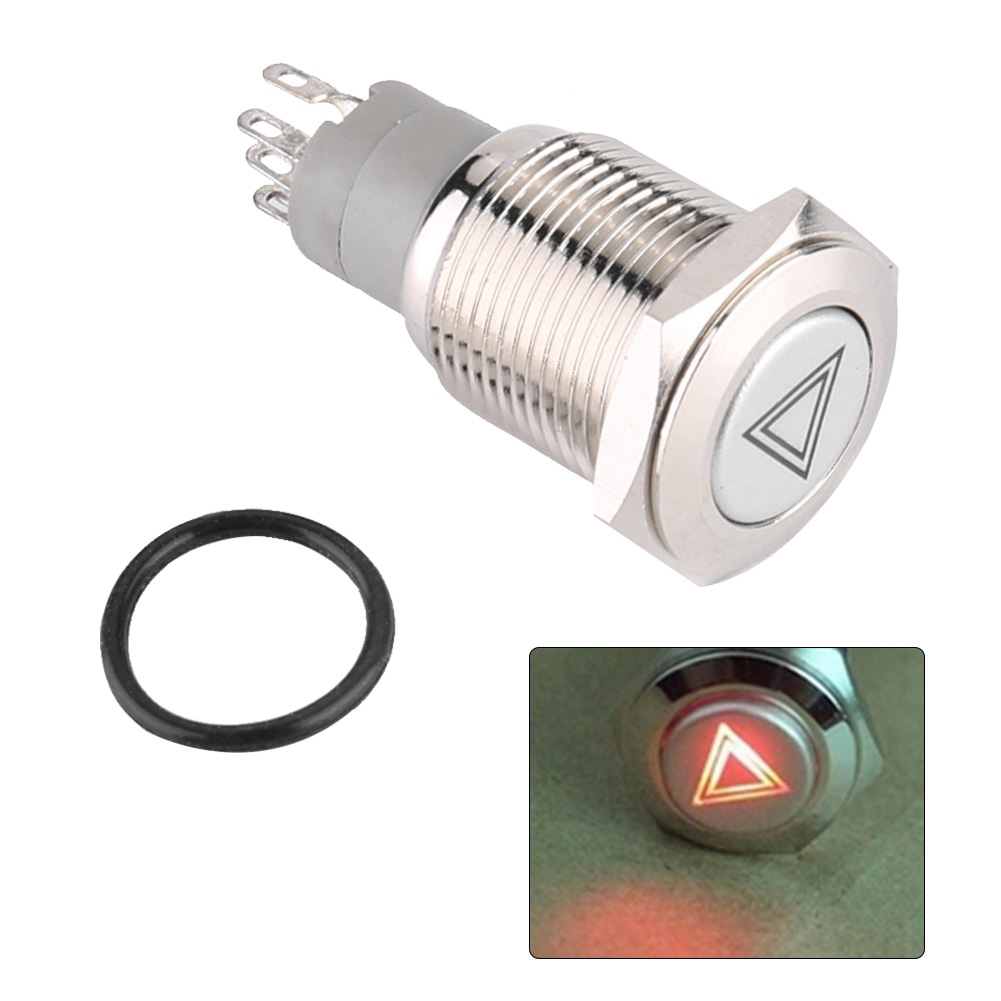 16-mm-led-druckknopf (rot) Für Autos, Universeller Warnblinkschalter, Ein/aus, Kontrollleuchte, Fahrzeugkompatibel, 1 Stück