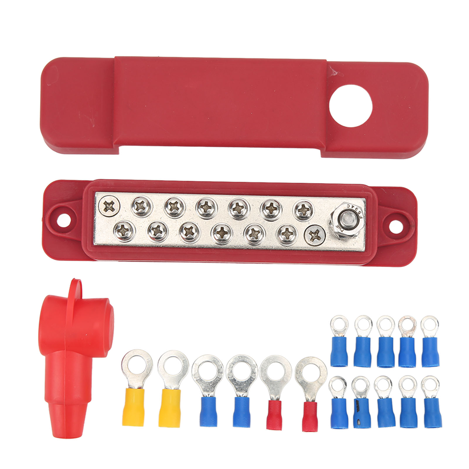 Satz Von 12 180a Verteilerklemmenblöcken, Marine-verteilerblock Mit 16 Ringklemmen, Für Autos, Wohnmobile Und Boote, Rot.