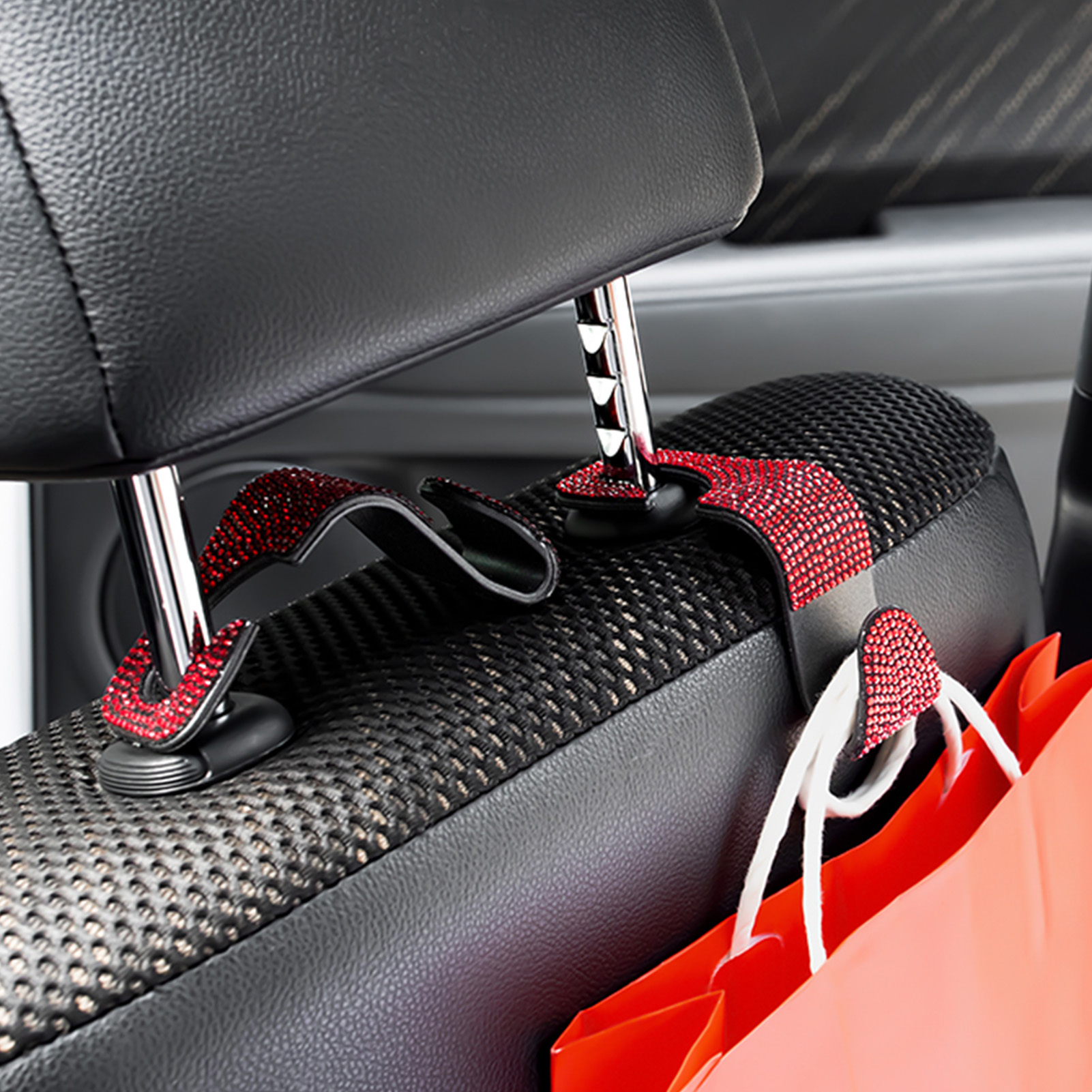 Roter Autositzhaken Mit Kristallhaken, Rückenlehnen-organizer Für Handtaschen, Mäntel Und Einkaufstaschen