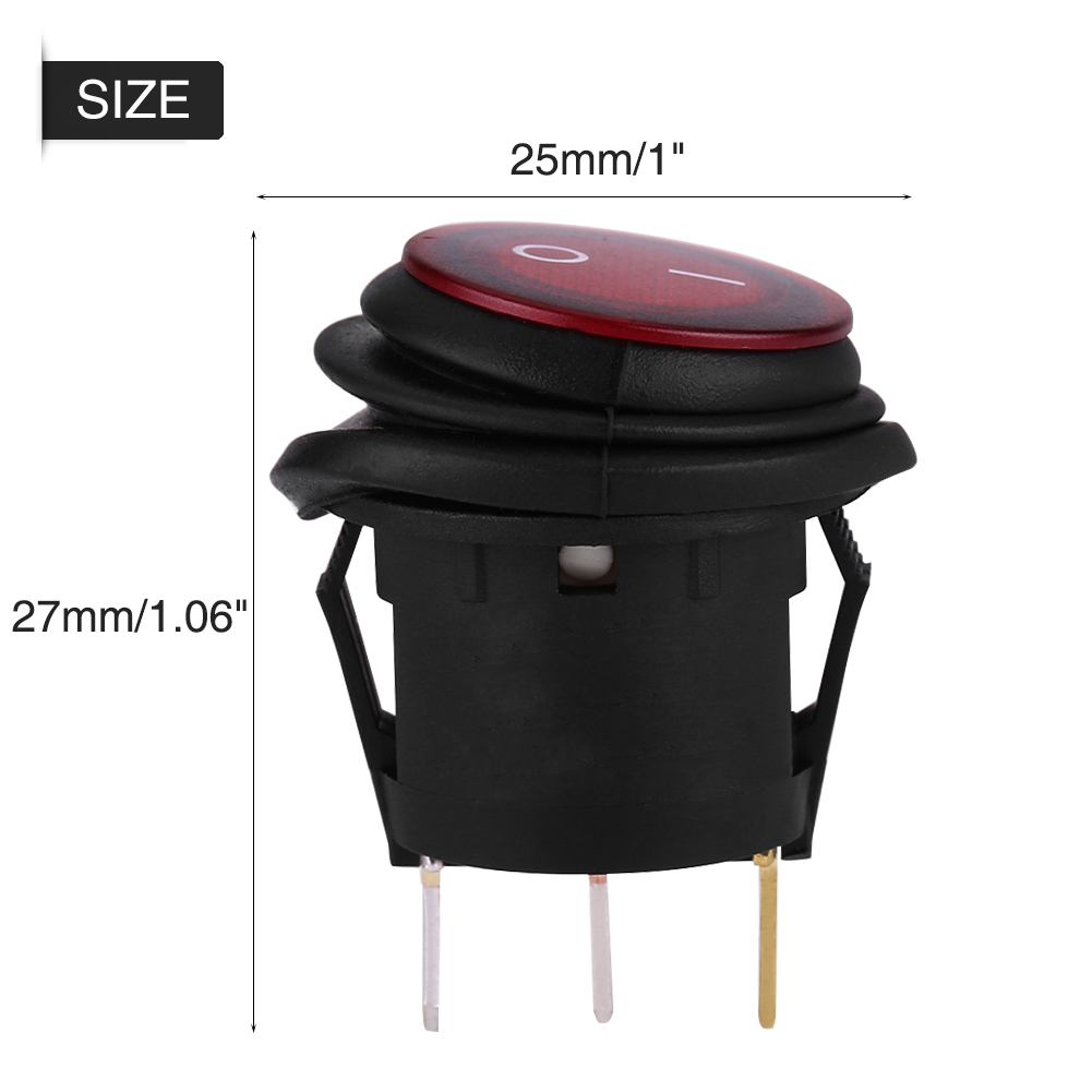 Runder Roter Led-wippschalter, 12 V/24 V, Universell, 20 A, 3-polig, Für Auto/boot, 2 Stück, Beleuchteter Ein-/ausschalter
