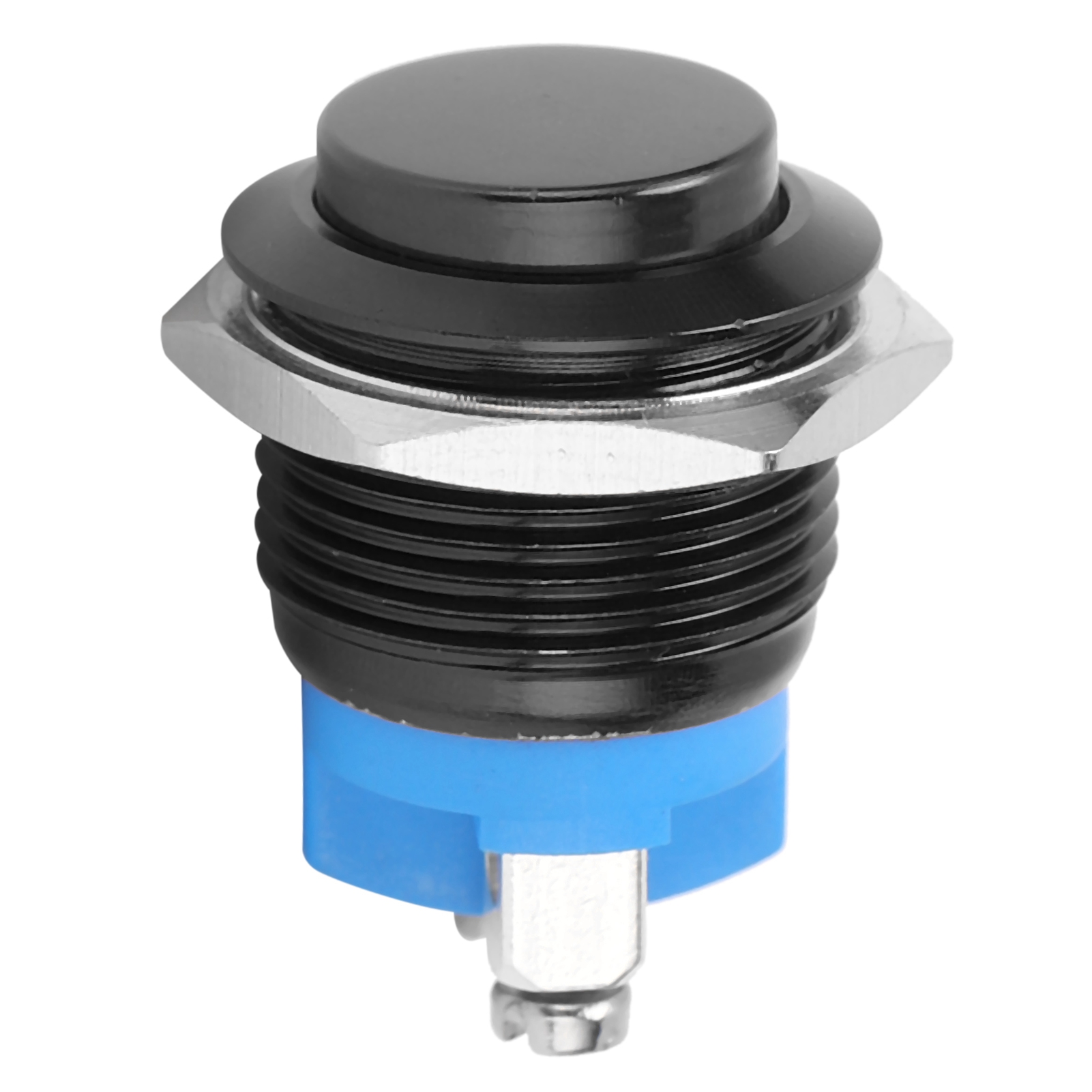 Metall-drucktaster, Wasserdicht, Edelstahl, Selbstrückstellend, Normalerweise Offen, 16 Mm, 220 V (schwarz)