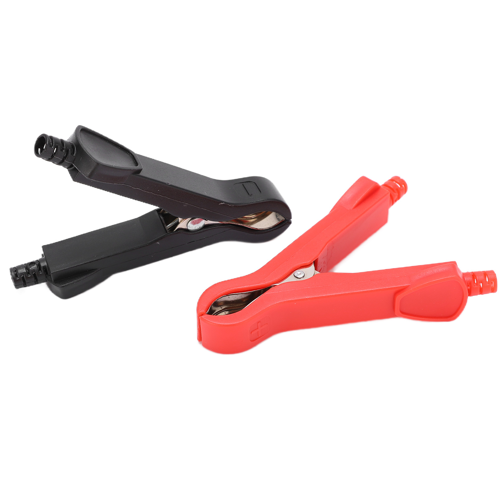 2 Stück U58 30a Prüfklemmen, Vernickeltes Messing, Mit Abs-schutzkappe, Rot + Schwarz