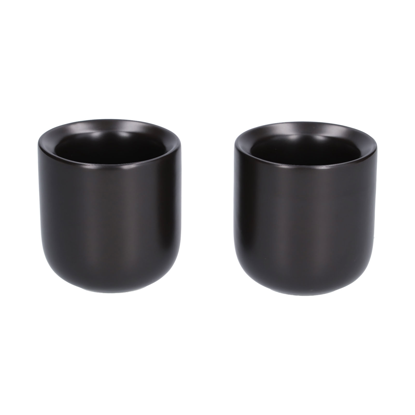 2er-set Bevel Keramik-kaffeebecher, 100 Ml, Dickwandig, Handgefertigt, Matt Schwarz, Für Zuhause, Büro, Restaurant