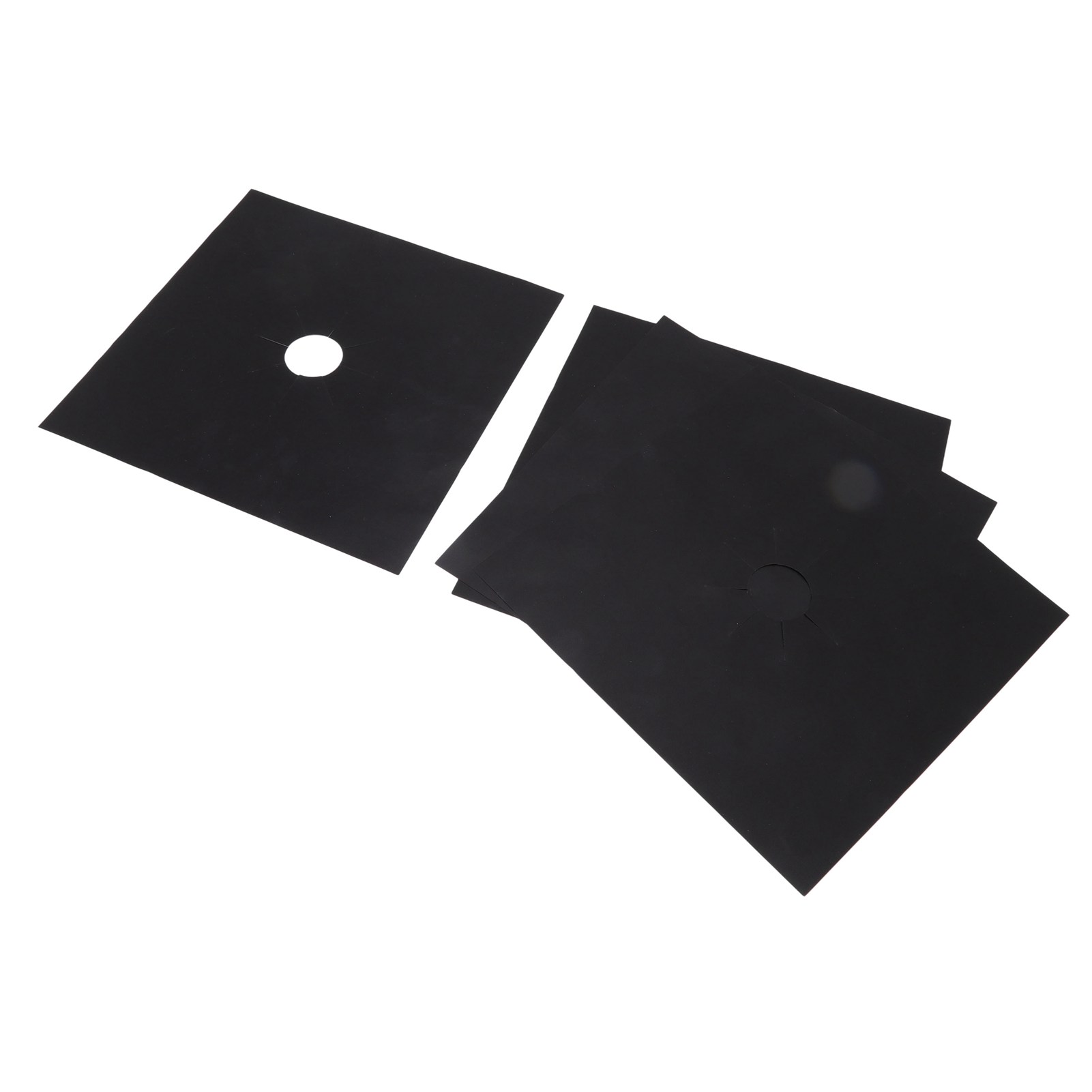 Set Mit 4 Gasherd-brennerschutzkappen Mit Antihaft-ptfe-beschichtung, Schwarz, 27 X 27 Cm, 0,1 Mm Dick.