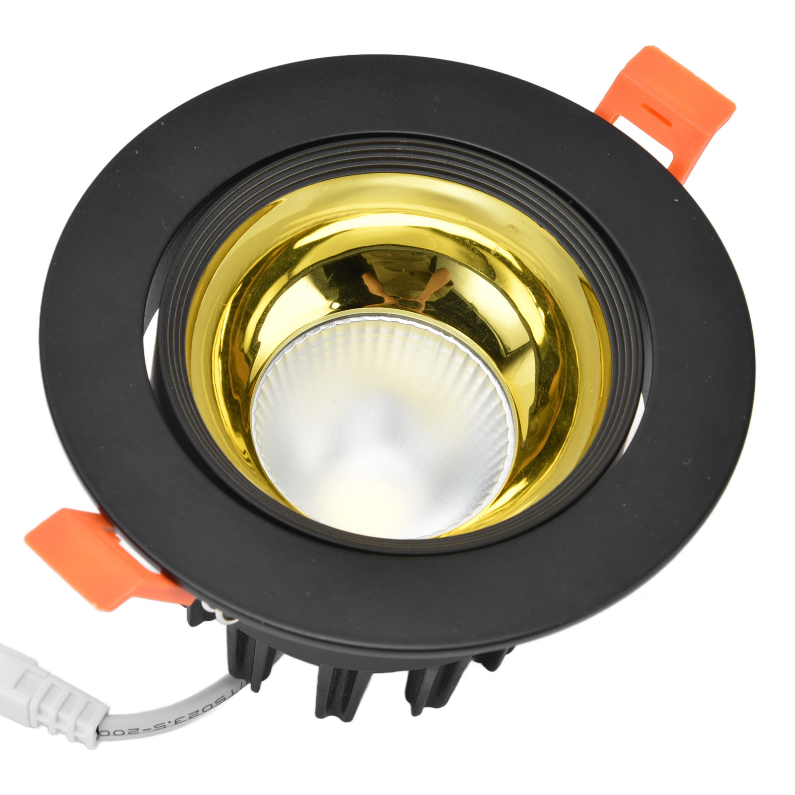 Led-einbaustrahler Aus Aluminium, Verstellbarer Winkel, Staubdicht, Für Wohn- Und Schlafzimmer, 100–264 V, Schwarzes Gehäuse, Goldene Kappe