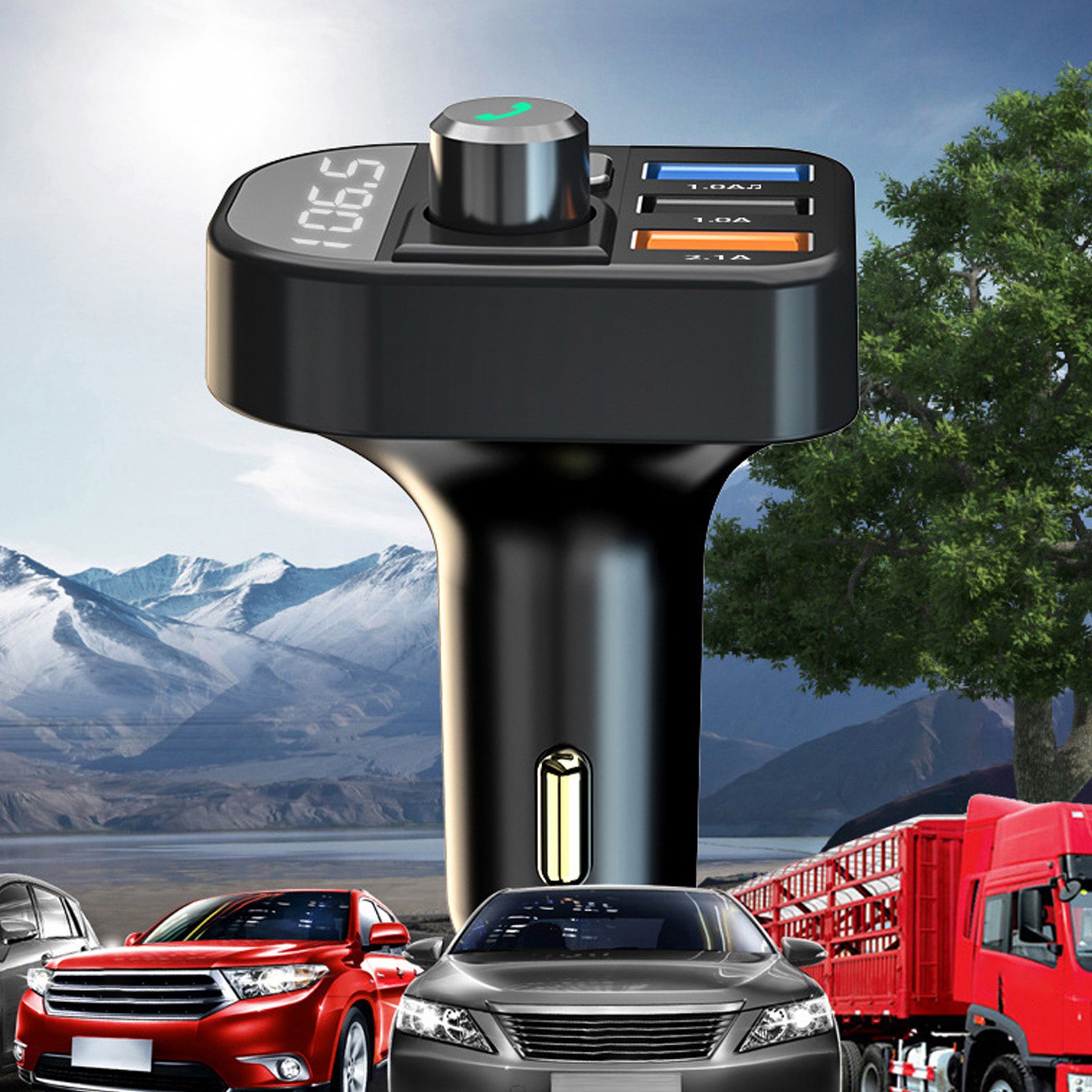 Auto-fm-transmitter, Universelle Freisprecheinrichtung, 3 Usb-anschlüsse, Auto-mp3-player, Bluetooth-radioempfänger, Kfz-ladegerät