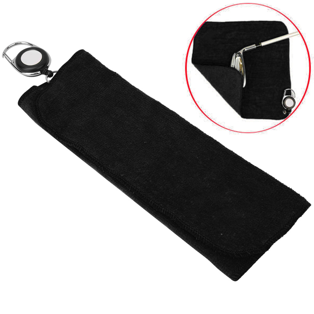Stück Doppelseitiges, Weiches Golfschläger-reinigungstuch Aus Baumwolle Mit Zugkordelverschluss (schwarz)