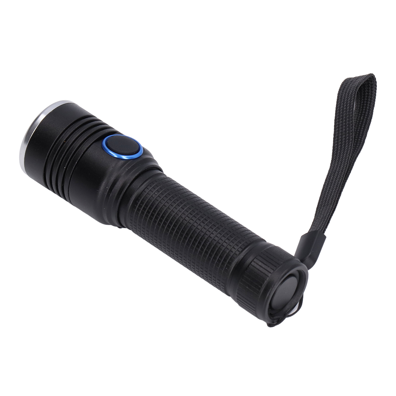 Led-taschenlampe Mit Teleskopzoom Und Schutzfunktion, Gehäuse Aus Aluminiumlegierung, 2000 Lumen, Schwarz