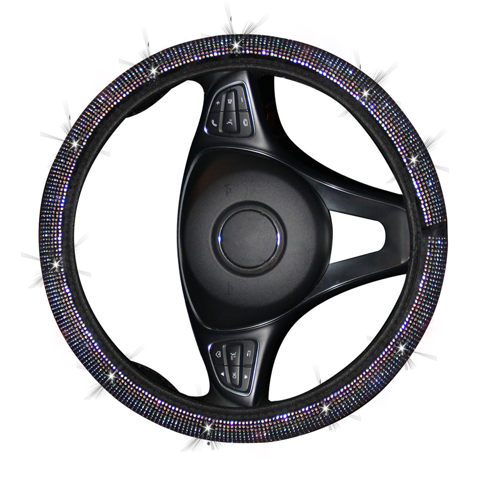 Lenkradbezug, Elastisch, Kristall-diamant-design, Komfortabler Griff, Rutschfest, Universell Passend Für Lenkräder Mit 37 Bis 38 Cm Durchmesser