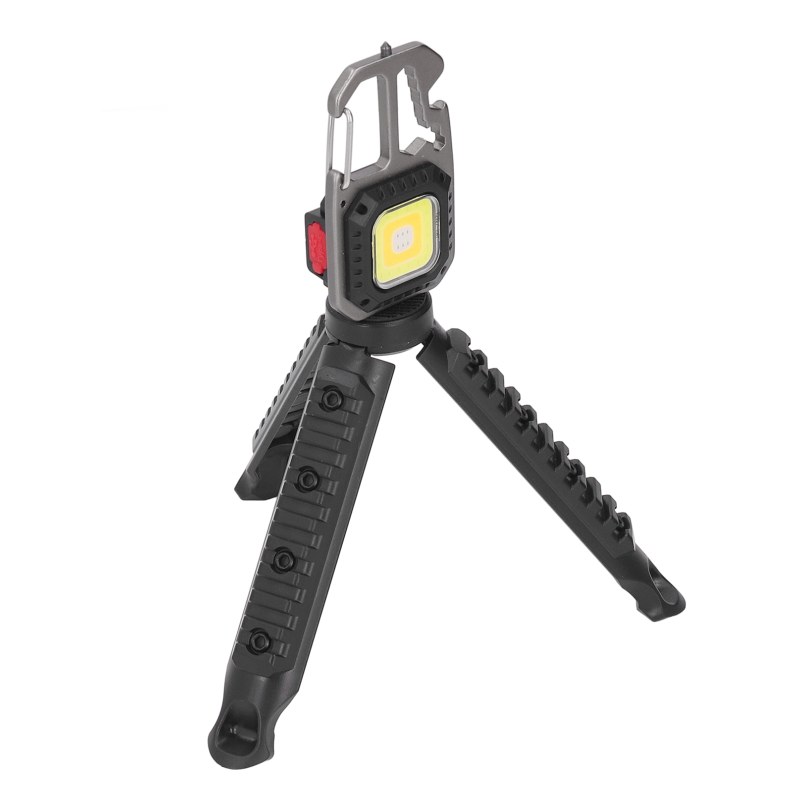 Kompakte Cob-taschenlampe, 3 Leuchtmodi, Wiederaufladbar, Multifunktional, Silber Und Schwarz, Tragbar, Mit Stativ Für Camping