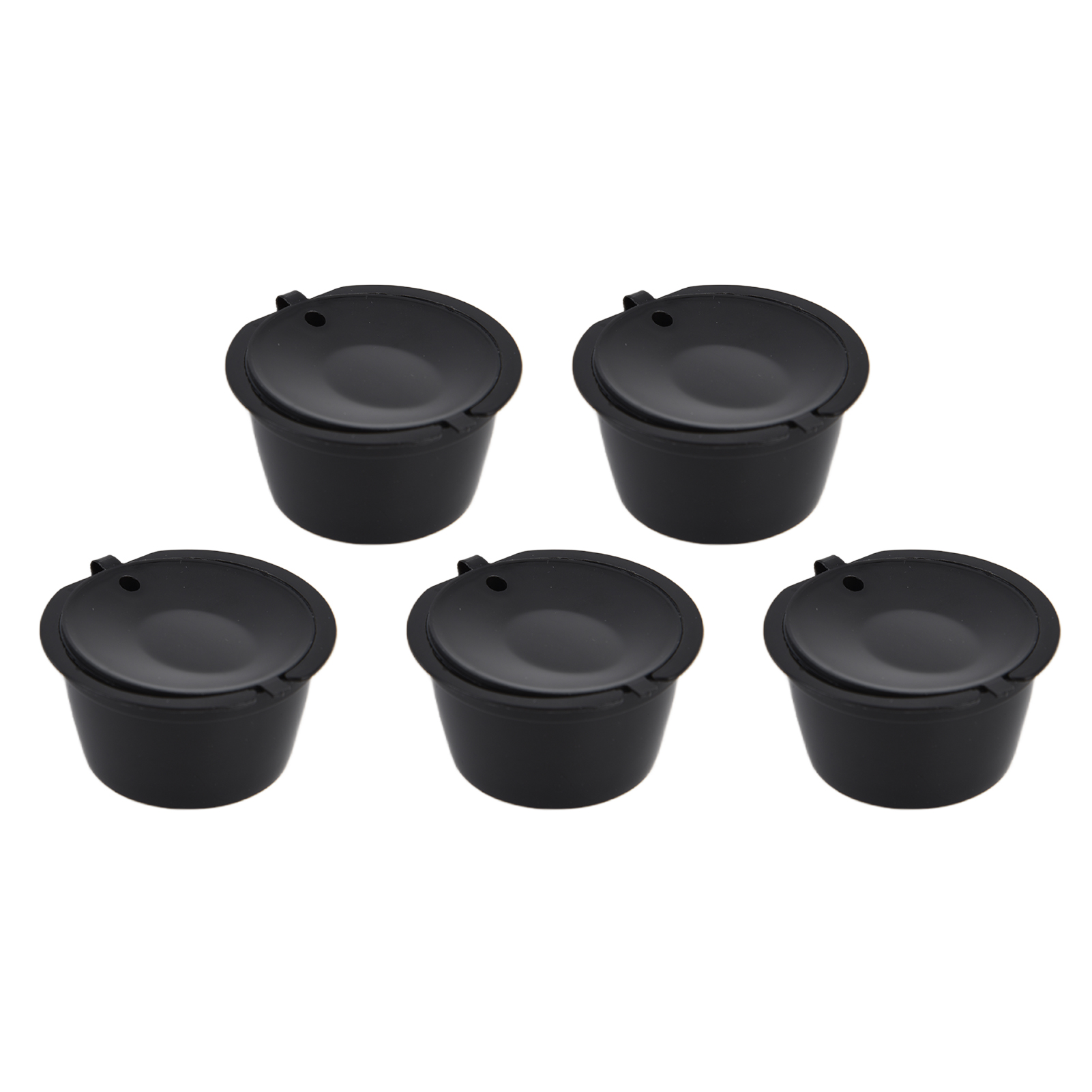 5 Stück 50 Ml Wiederverwendbare Kaffeekapseln Mit Löffel Für Dolce Gusto Kaffeemaschinen, Schwarz