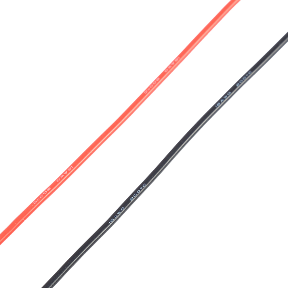Câble Souple En Silicone 16awg 2m, Fil De Cuivre Étamé Multibrins (1 Mètre Rouge, 1 Mètre Noir)