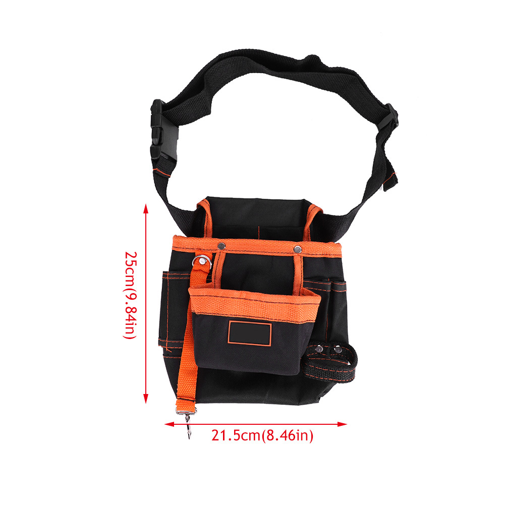 Werkzeuggürtel Mit 8 Taschen, Verstellbare Tragetasche, Gürteltaschen Für Elektriker, Schwarz Mit Orangefarbenem Besatz, Praktische Aufbewahrungsmöglichkeit Für Die Baustelle.
