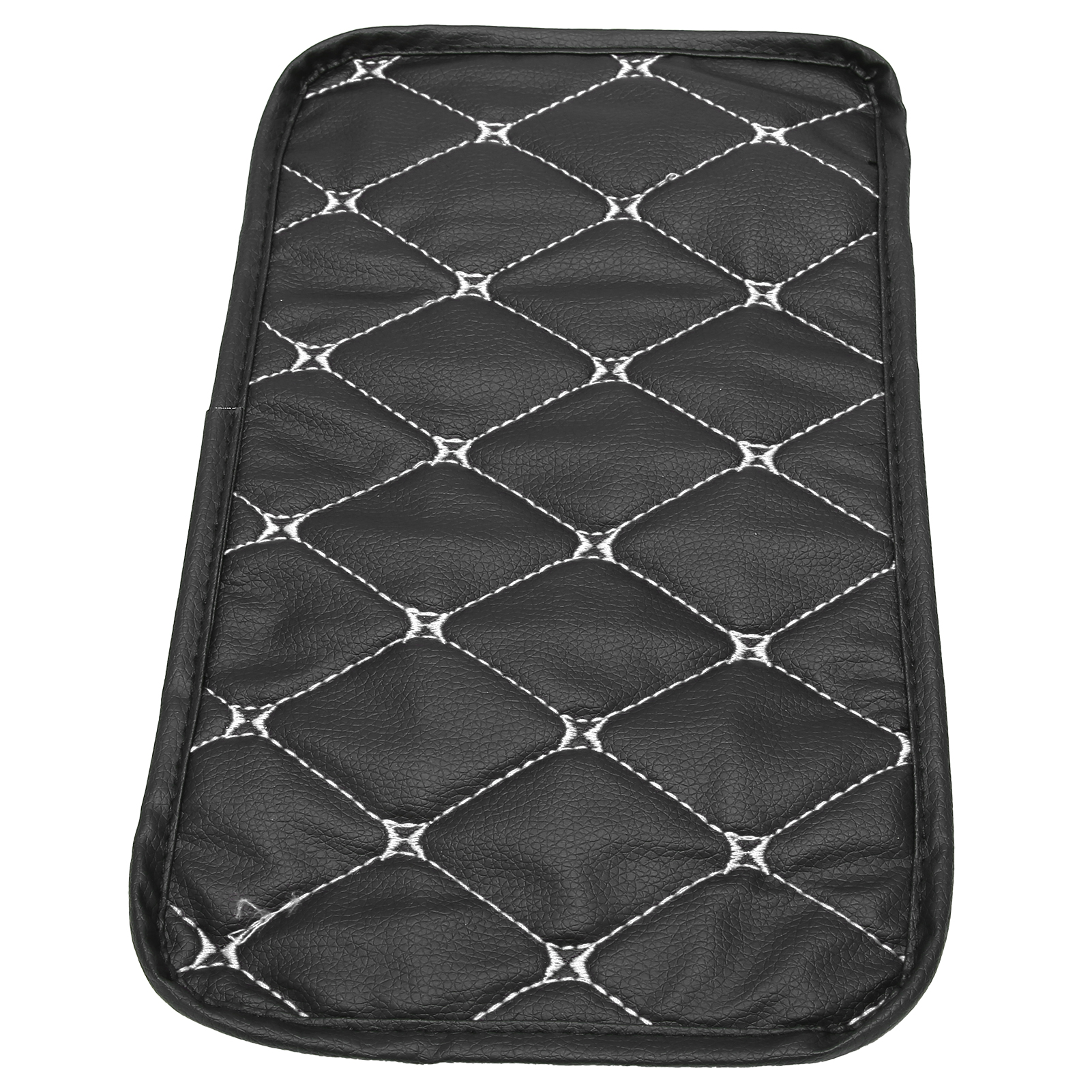 Mittelkonsolenkissen Fürs Auto, Wasser- Und Staubdichte Aufbewahrungshülle Aus Pu-leder, Armlehnenschutzmatte, Schwarz Mit Weißer Paspelierung