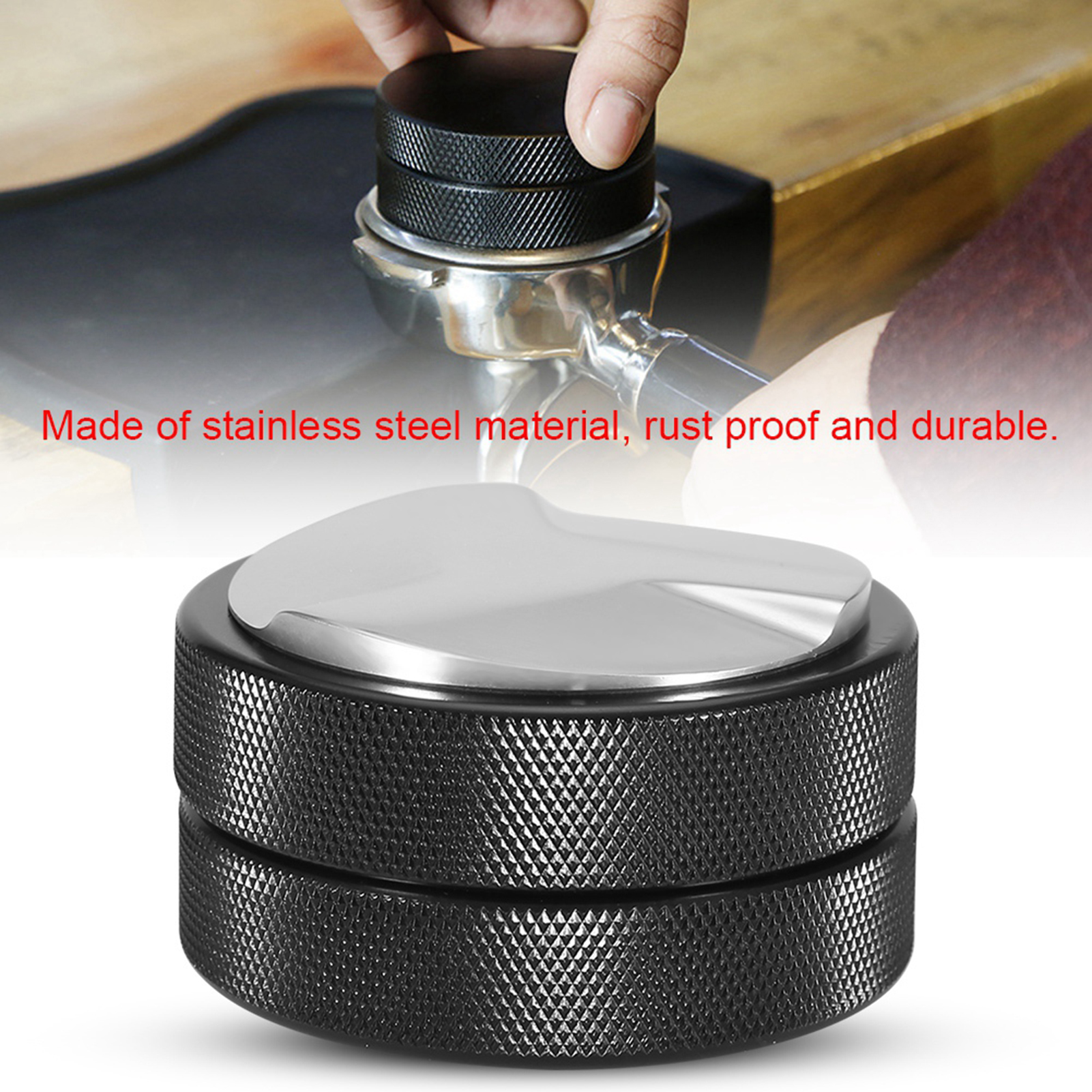 51 Mm Edelstahl-kaffeepressbasis, Schwarzes Dreifach Abgeschrägtes Tamperwerkzeug Für Espresso