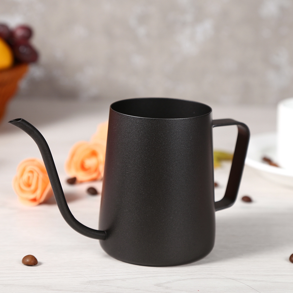 Schwarzer Edelstahl-kaffeekessel Mit Filter, Langem Schwanenhalsausguss, 350 Ml, Handfilter, Teekanne Für Präzises Brühen