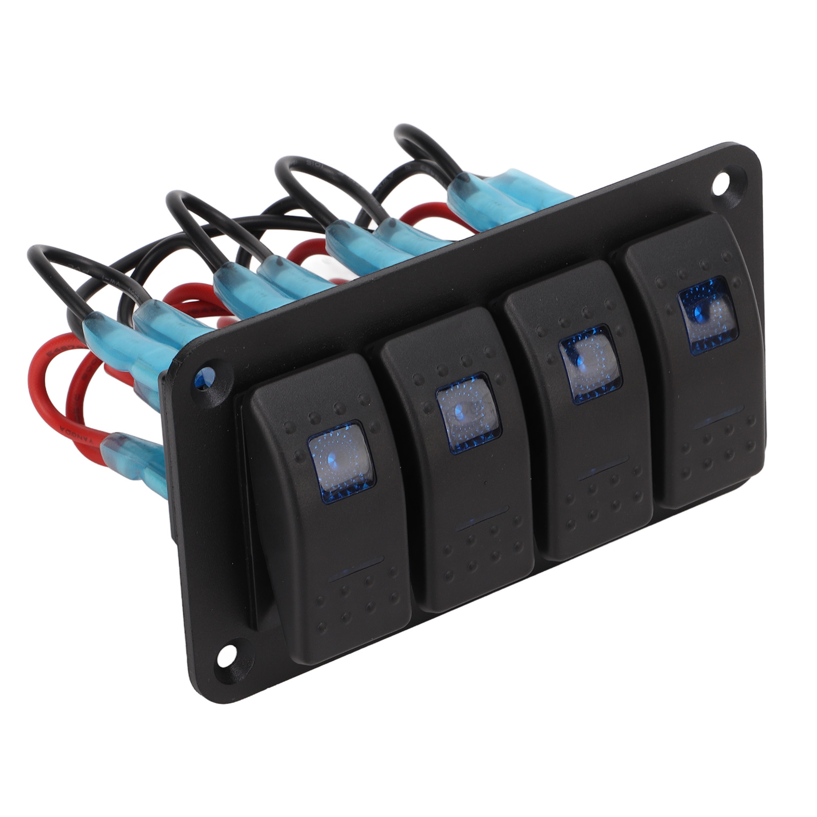 4-fach Wippschalterfeld, Ip65 Wasserdicht, Blaue Led-hintergrundbeleuchtung, Mehrfacher Schutz, 12–24 V, Für Boote, Lkws, Geländewagen, Suvs Und Pkws