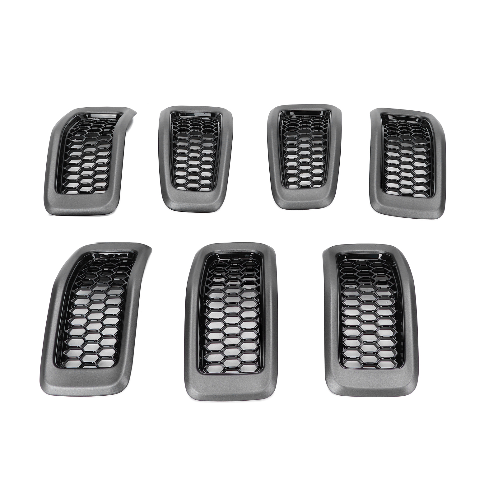 Frontgrill Für Jeep Cherokee 2014-2018, Ersatzgrillrahmen, 7-teiliges Set, Stoßstangenverkleidung, Ästhetische Modifikation, Autozubehör, Schwarz, Suv-kompatibel.