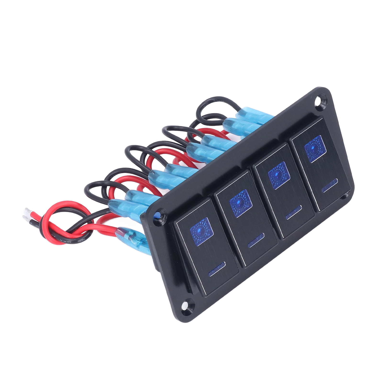 Schwarzes, Wasserdichtes Ip65-4-schalter-wippfeld Mit Hintergrundbeleuchteter Led-anzeige, Gehäuse Für Motorboote, Fahrzeugumbauten, Dc12-24v
