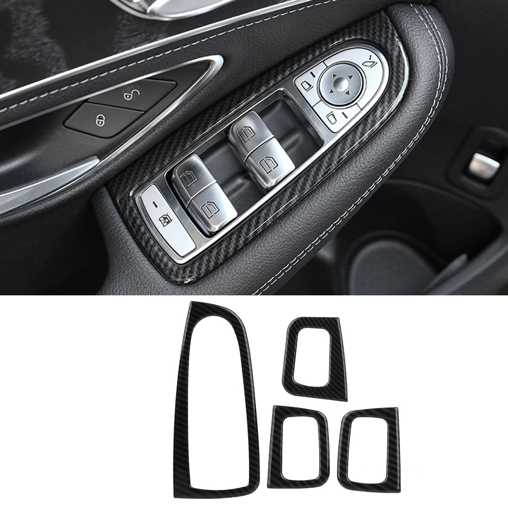 Abdeckplatten Für Fensterheberschalter In Carbonfaser-optik Für Mercedes C-klasse W205, Innenausstattung, Autozubehör, Schwarz