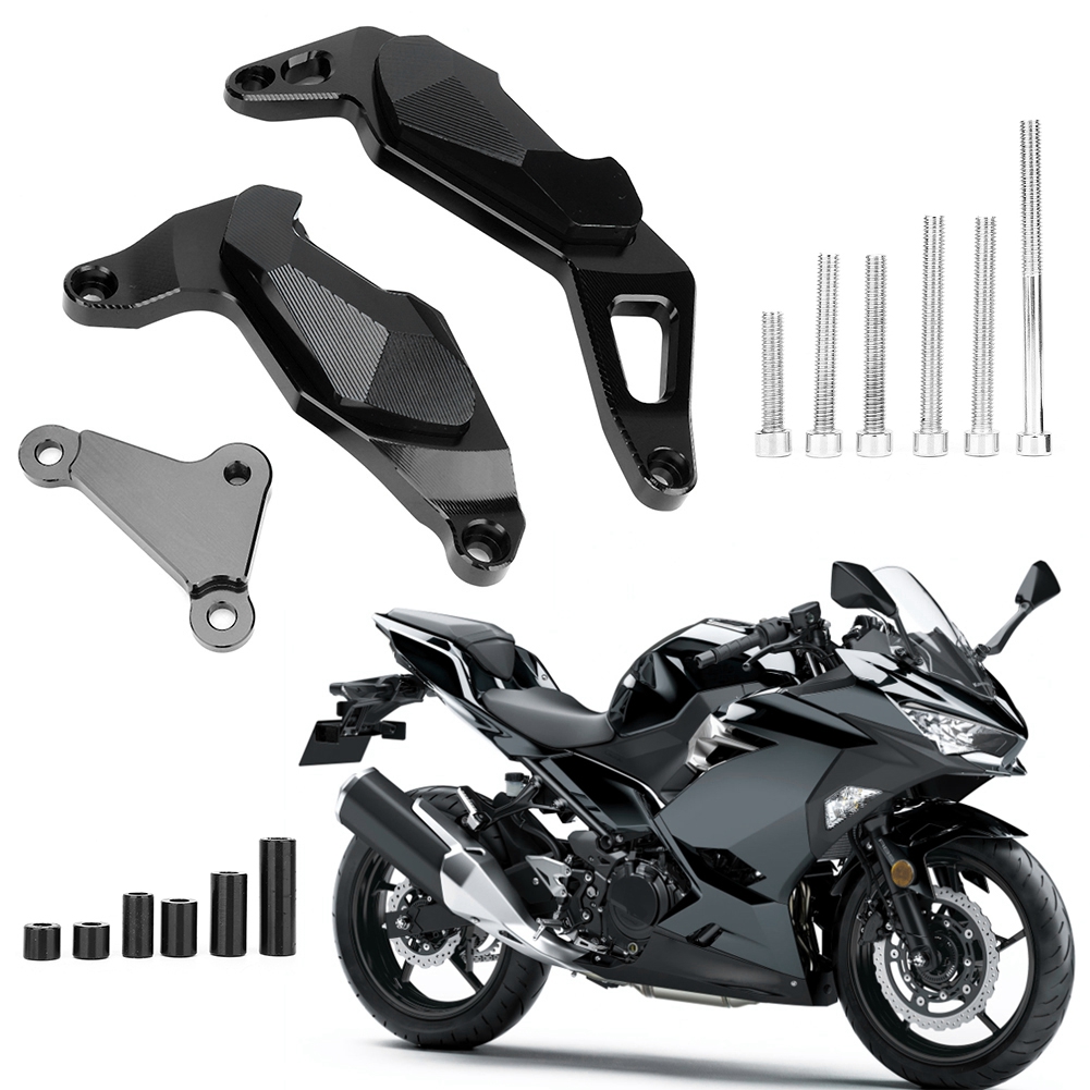 Set Mit 3 Motorschutzbügeln, Schwarzen Sturzschutz-endkappen Und Fußrasten-kit Für Kawasaki Ninja 400 (modelljahre 2017–2018)