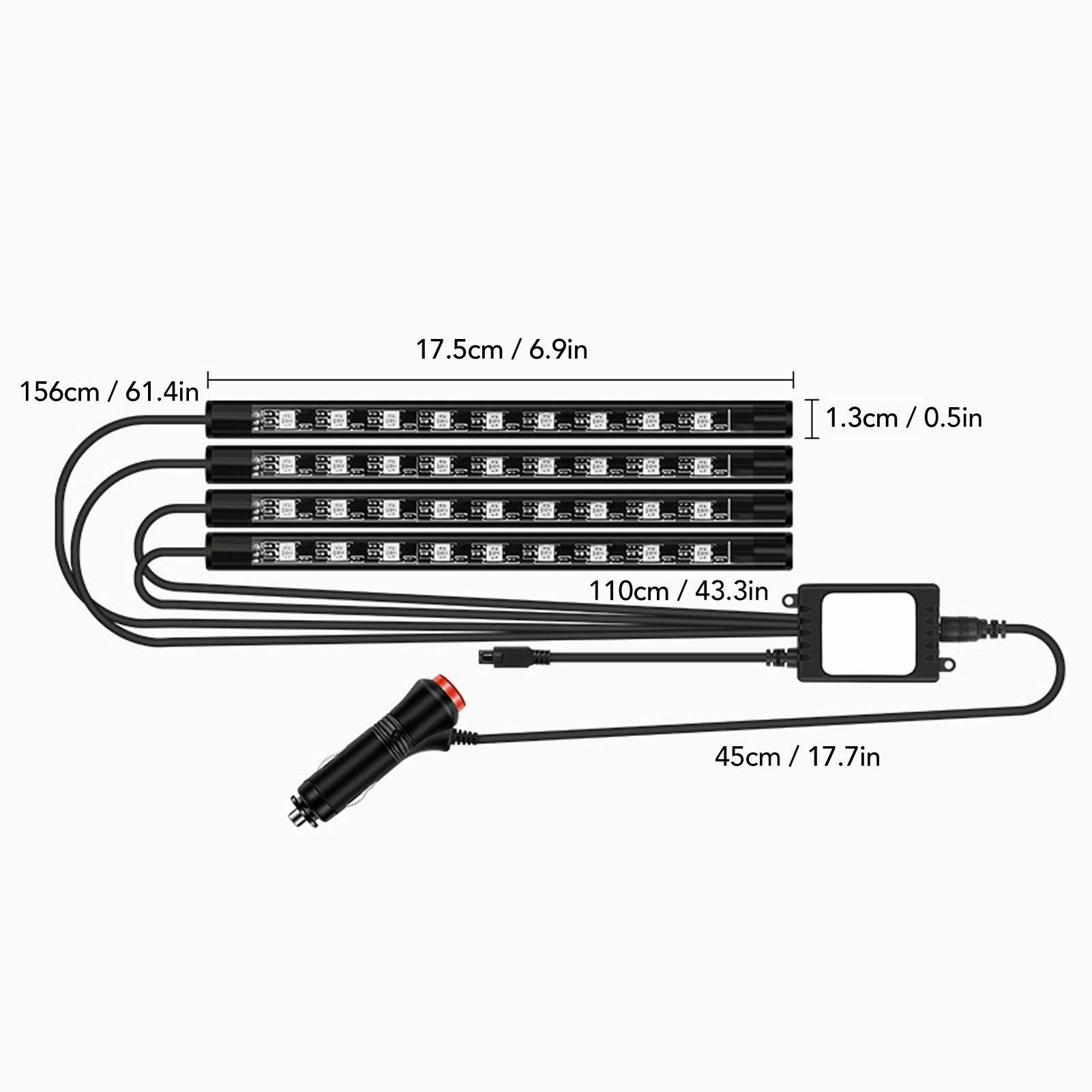 Universeller Led-streifen Für Den Fahrzeuginnenraum Mit 36 Leds, Fahrzeugbodenbeleuchtung Mit Fernbedienung, 12-v-zigarettenanzünderstecker, Lichtleiste Für Autos