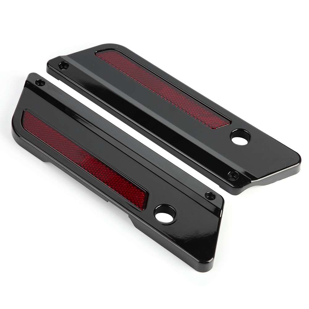2 Motorrad-satteltaschen-verschlussplatten Mit Reflektoren Für Touring 94-17 Schwarz