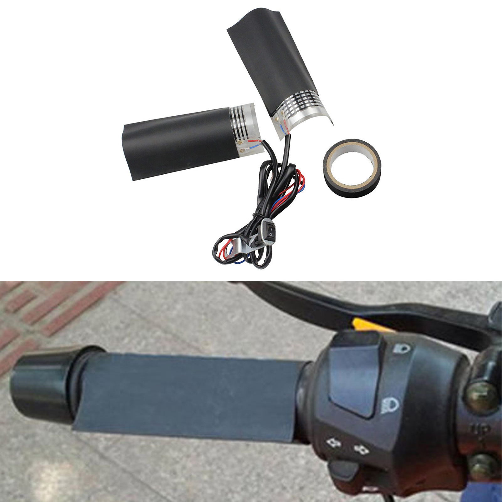 Elektrische, Wasserdichte Und Beheizbare Motorradgriffe (12 V), Rutschfeste Thermogriffe Für Motocross-lenker, Wärmender Winterschutz, 2er-set