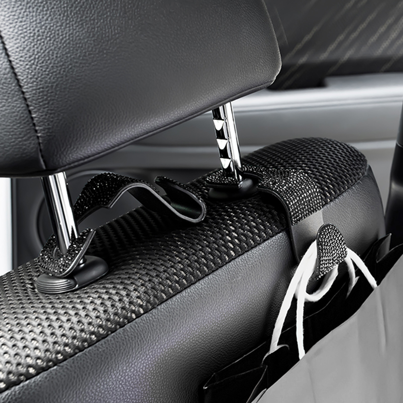 Autositzaufhänger Mit Kristallhaken, Rückenorganizer Für Handtaschen, Mäntel Und Einkaufstaschen – Schwarz, 2er-set
