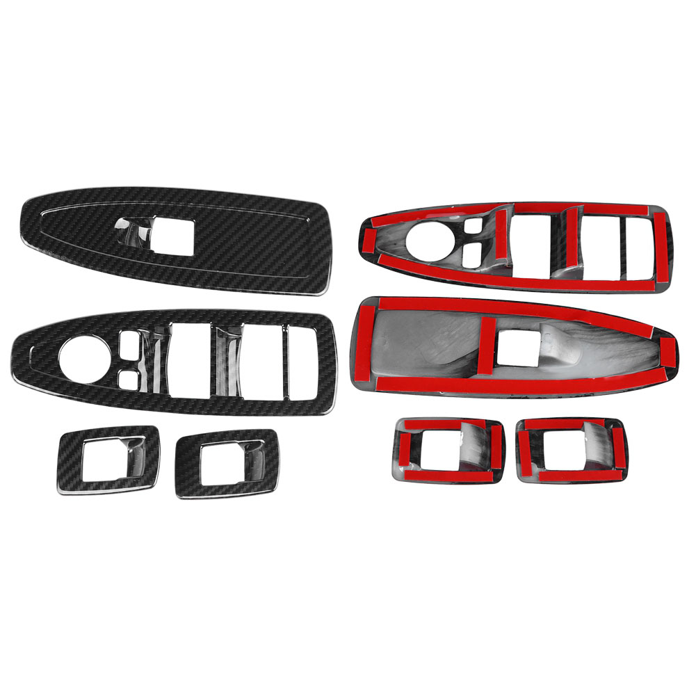 4-teiliger Zierrahmen In Carbonfaser-optik Für Fensterheberschalter Des Bmw X1 (2016–2019), Schwarze Interieurleisten