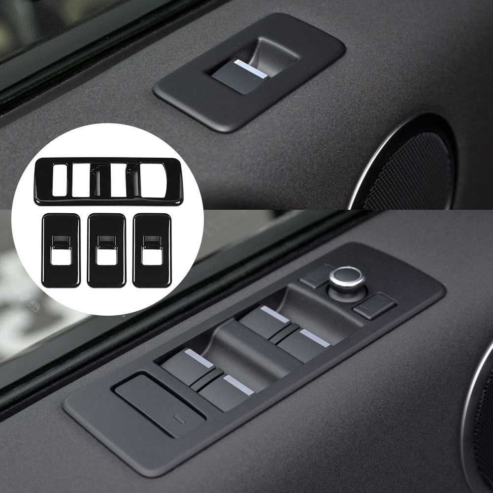 4-teiliges Fensterheberschalter-tastenfeld-abdeckungsset In Klavierlack-schwarz, Passend Für Land Rover Discovery 5 2017-2020