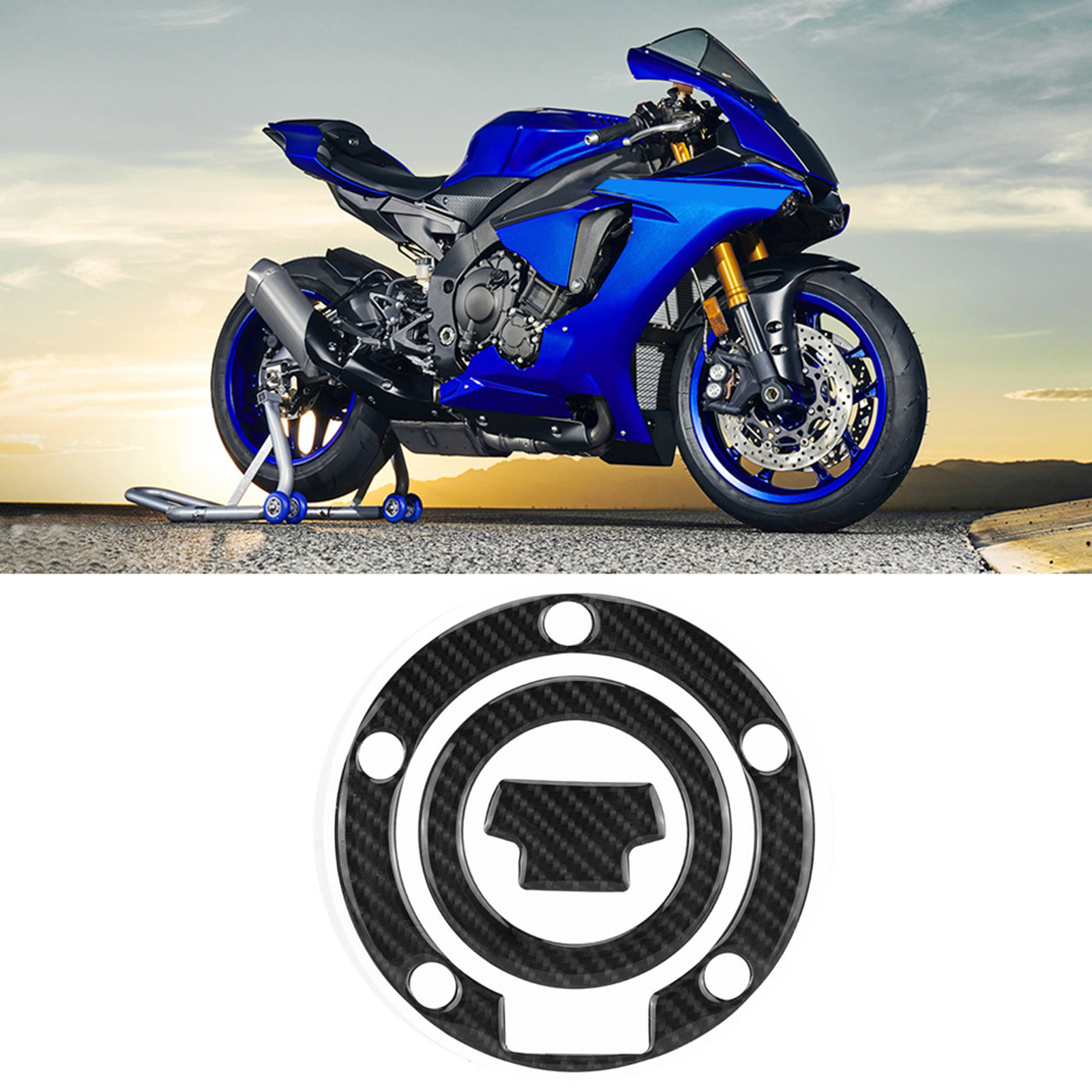 Tankaufkleber Aus Kohlefaser Für Yzf R1 R6 Motorräder, Schutzkleber, Schwarzer Aufkleber, 2-teiliges Set
