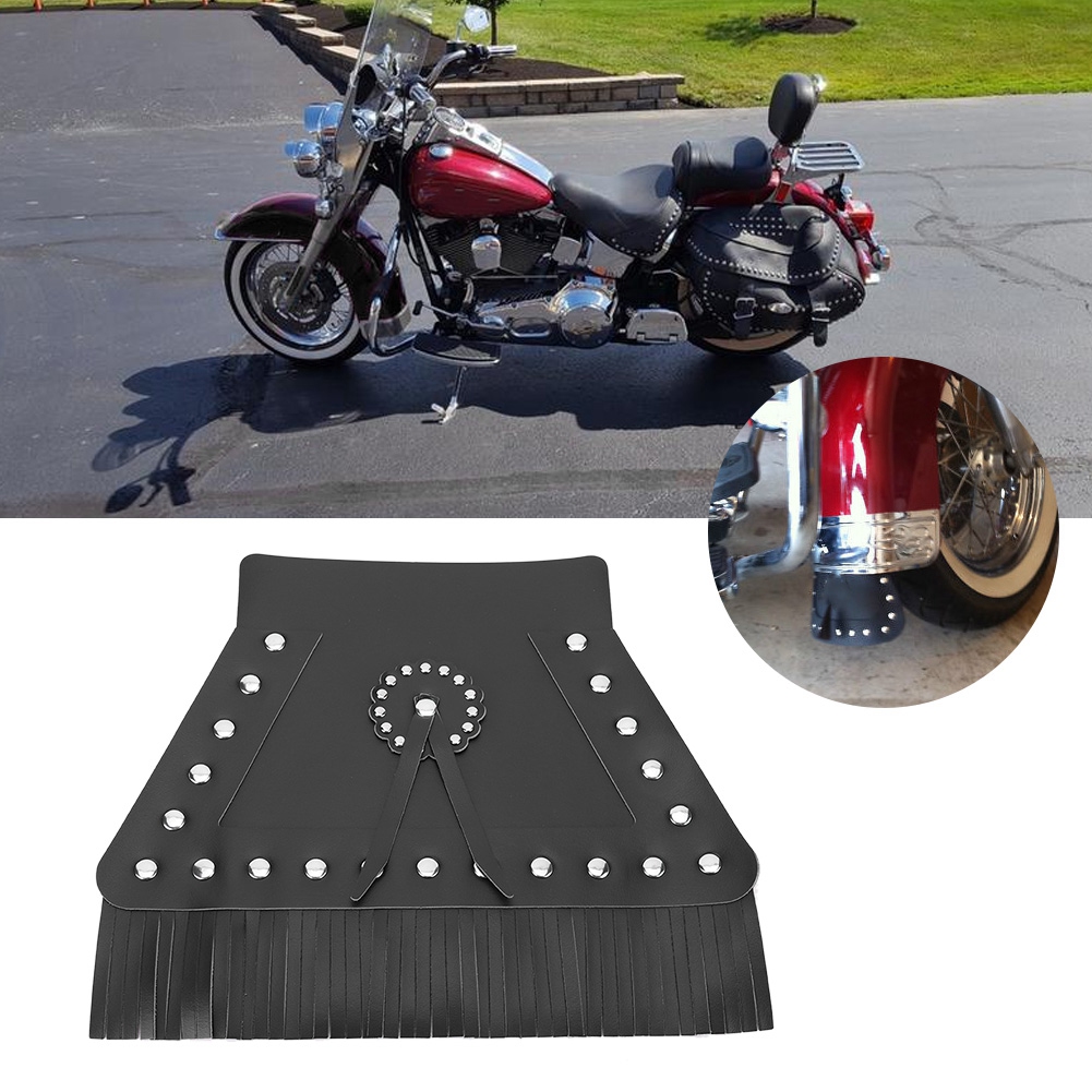Universeller Frontkotflügelschutz Aus Fransenleder Für Motorräder, Schwarze Abdeckung, Flexibler Kotflügel, Individuell Anpassbares Zubehör.
