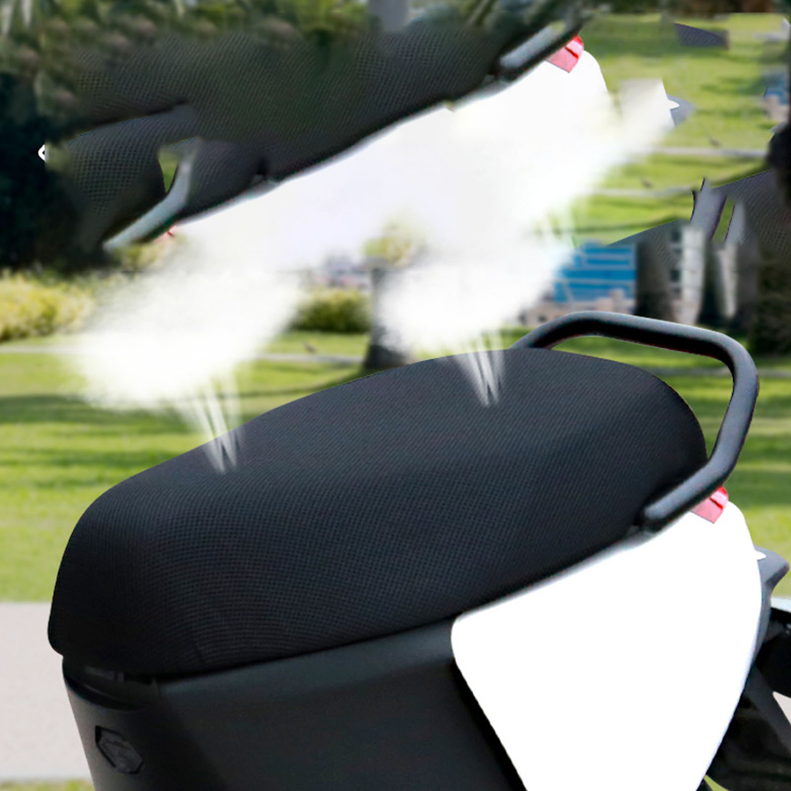 Motorradsitzbezug Aus Atmungsaktivem Netzgewebe, Rutschfest, Komfortables Sitzkissen, Verschleißfester Schutz, Universalgröße