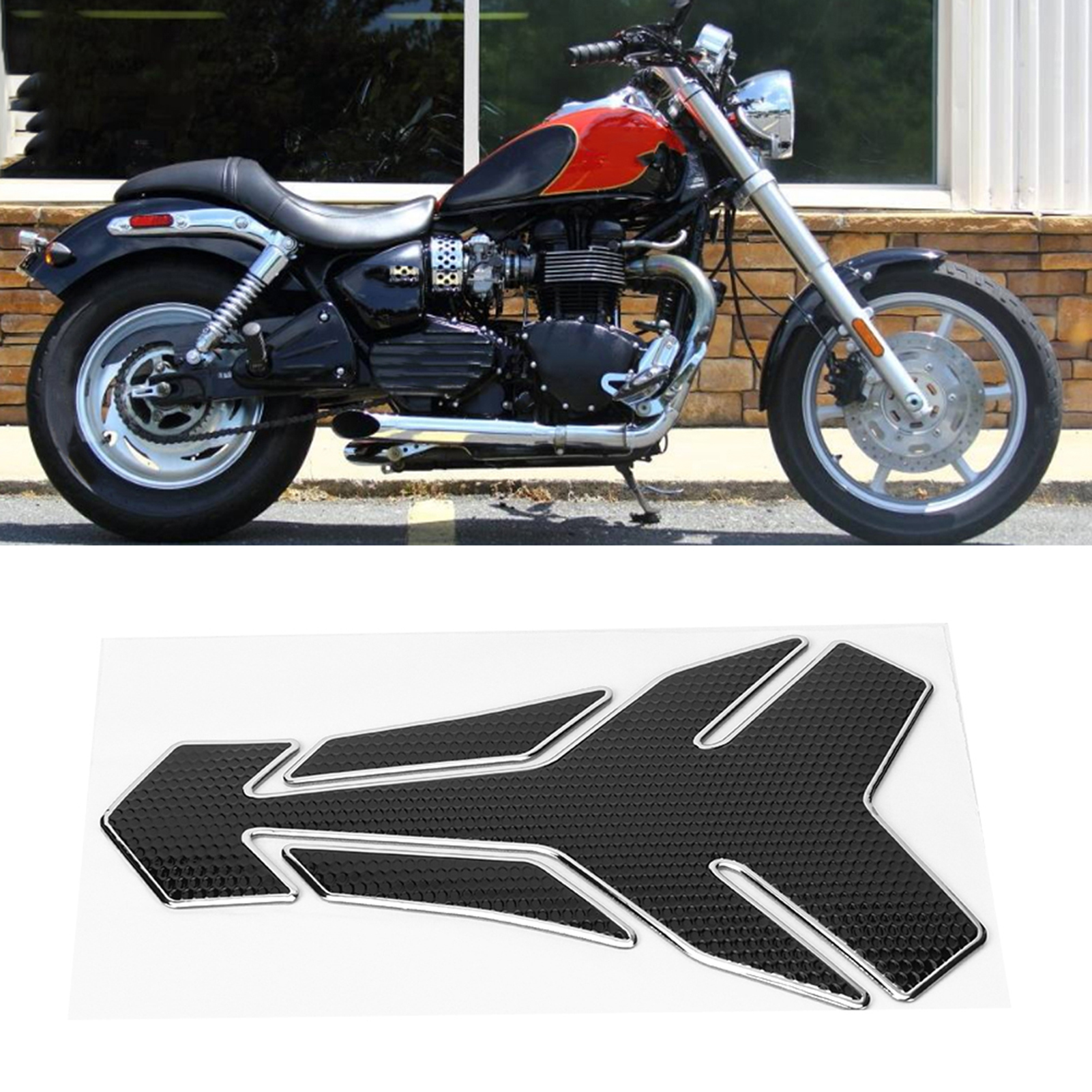 Motorrad-benzintank-aufkleber-pad-schutzdekoration Passend Für Yamaha (schwarz/silber)