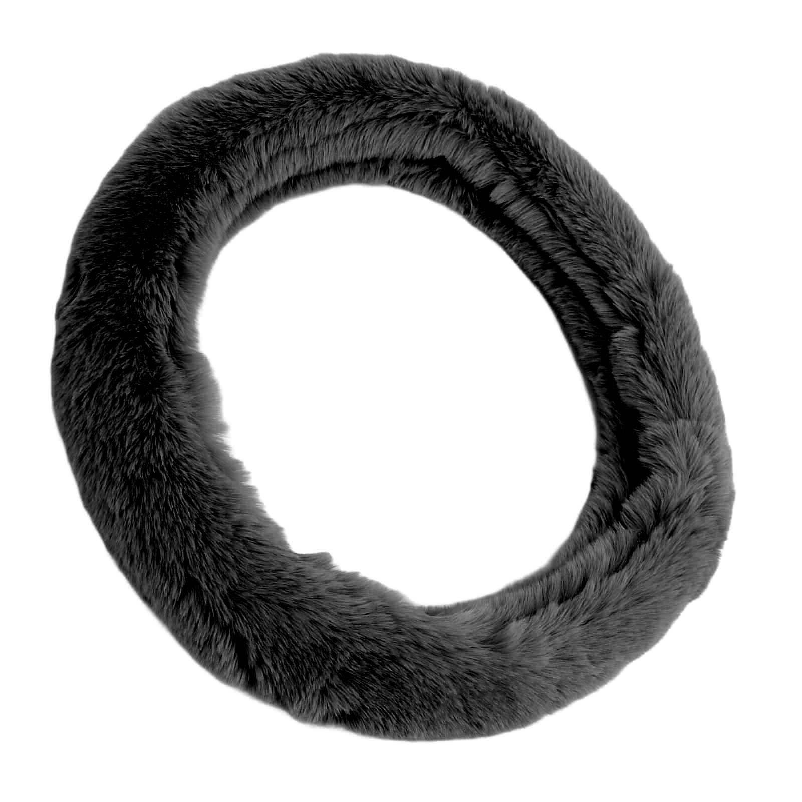 Universeller 15-zoll-lenkradbezug, Schwarzer Autoinnenraumschutz Aus Kunstwolle, Warmes Winteraccessoire