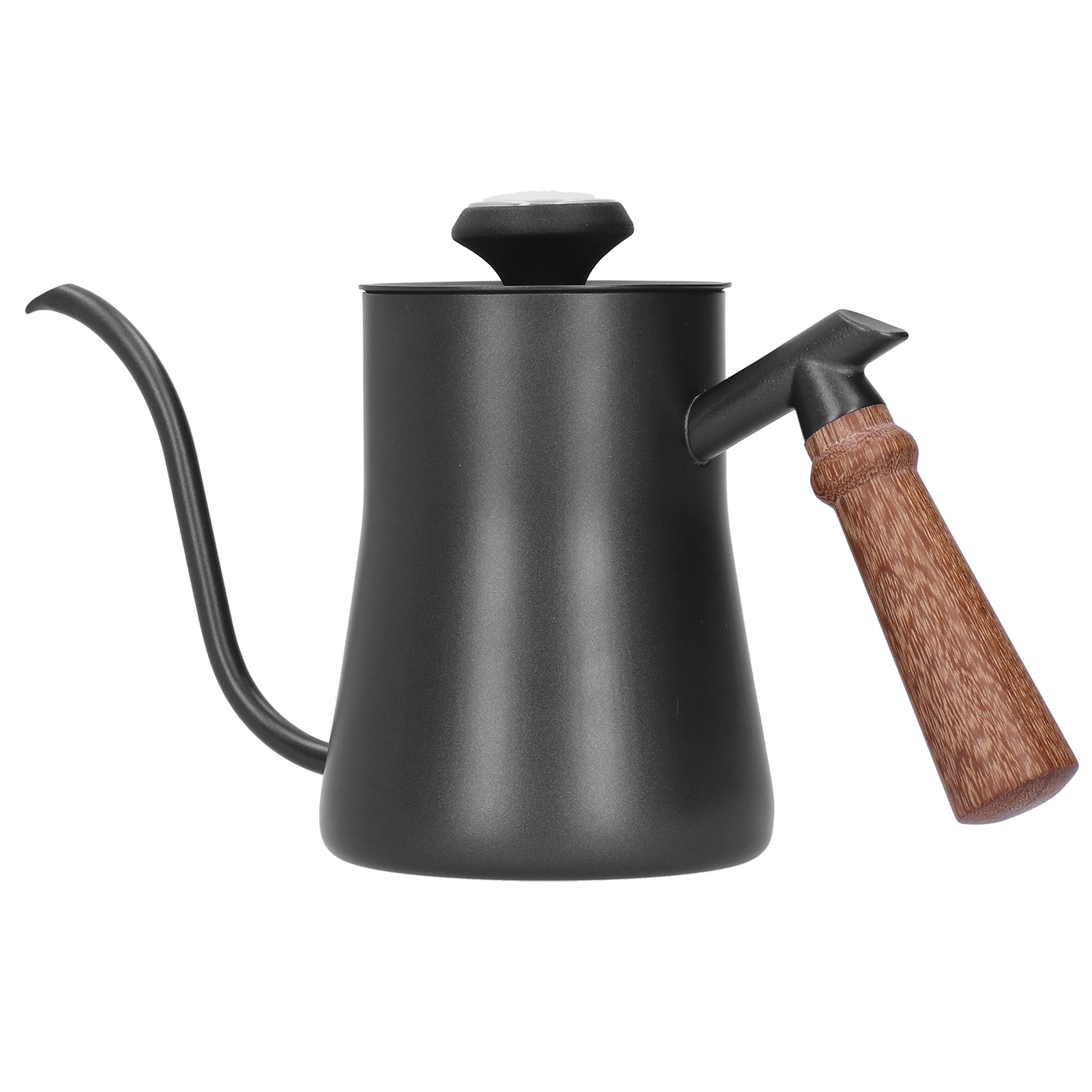 650-ml-kaffeekanne Aus Edelstahl Mit Langem, Dünnem Ausguss Und Thermometer, Schwarzer Wasserkocher