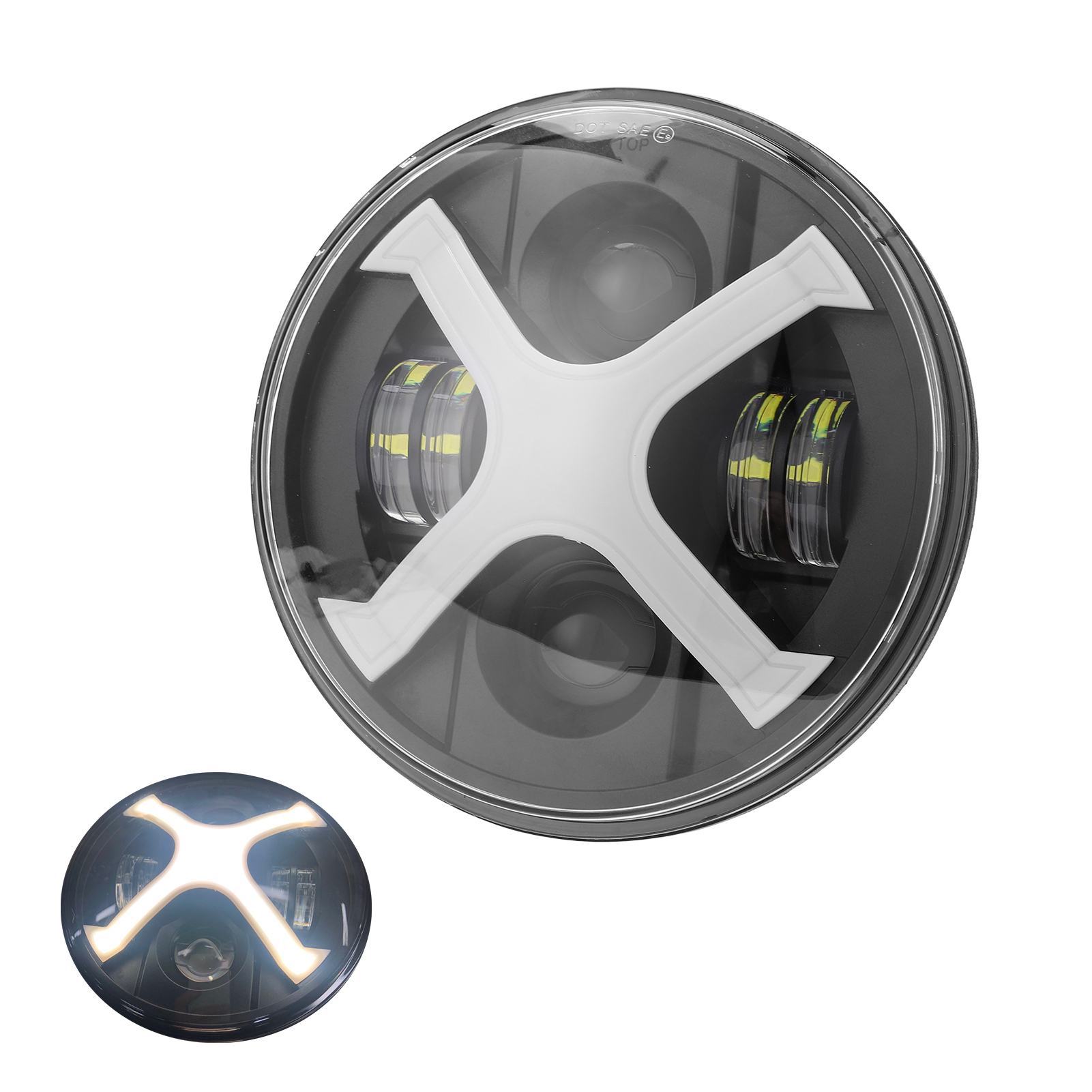 6,5-zoll-led-motorradscheinwerfer Mit X-förmigem Angel-eye-ring, Ersatz Für Custom Cvo Flstse 2010–2012, Leistungsstarker Frontscheinwerfer
