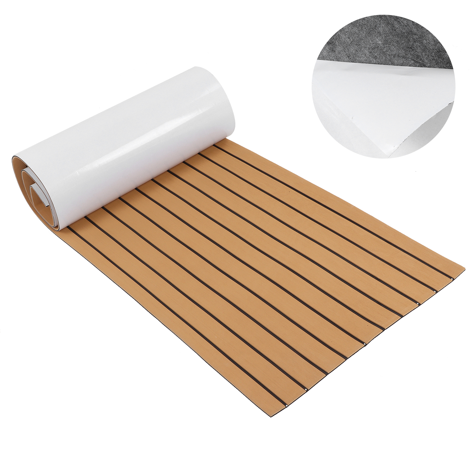 Selbstklebende, Rutschfeste Eva-schaumstoff-deckmatte Für Boote, Yachten Und Wohnmobile – Bodenbelag 240 X 60 Cm, Farbe: Schwarz Und Gold.