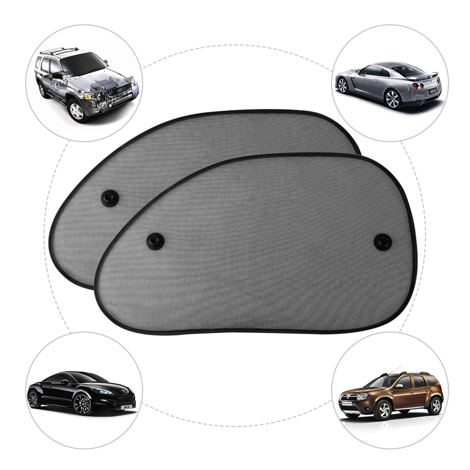 2 Stück Schwarze Sonnenschutzblenden Für Auto-seitenscheiben, Sonnenschutznetz, Anti-uv-visier