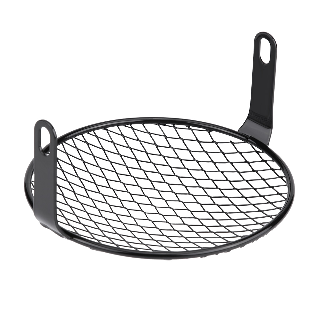 Runder Seitenscheinwerfergrill (16,5 Cm) Für Cruiser, Chopper, Cafe Racer Und Andere Motorräder, Stahlmaskenabdeckung, Seitliche Montage, Custom-teil, Mattschwarz, Universalzubehör.
