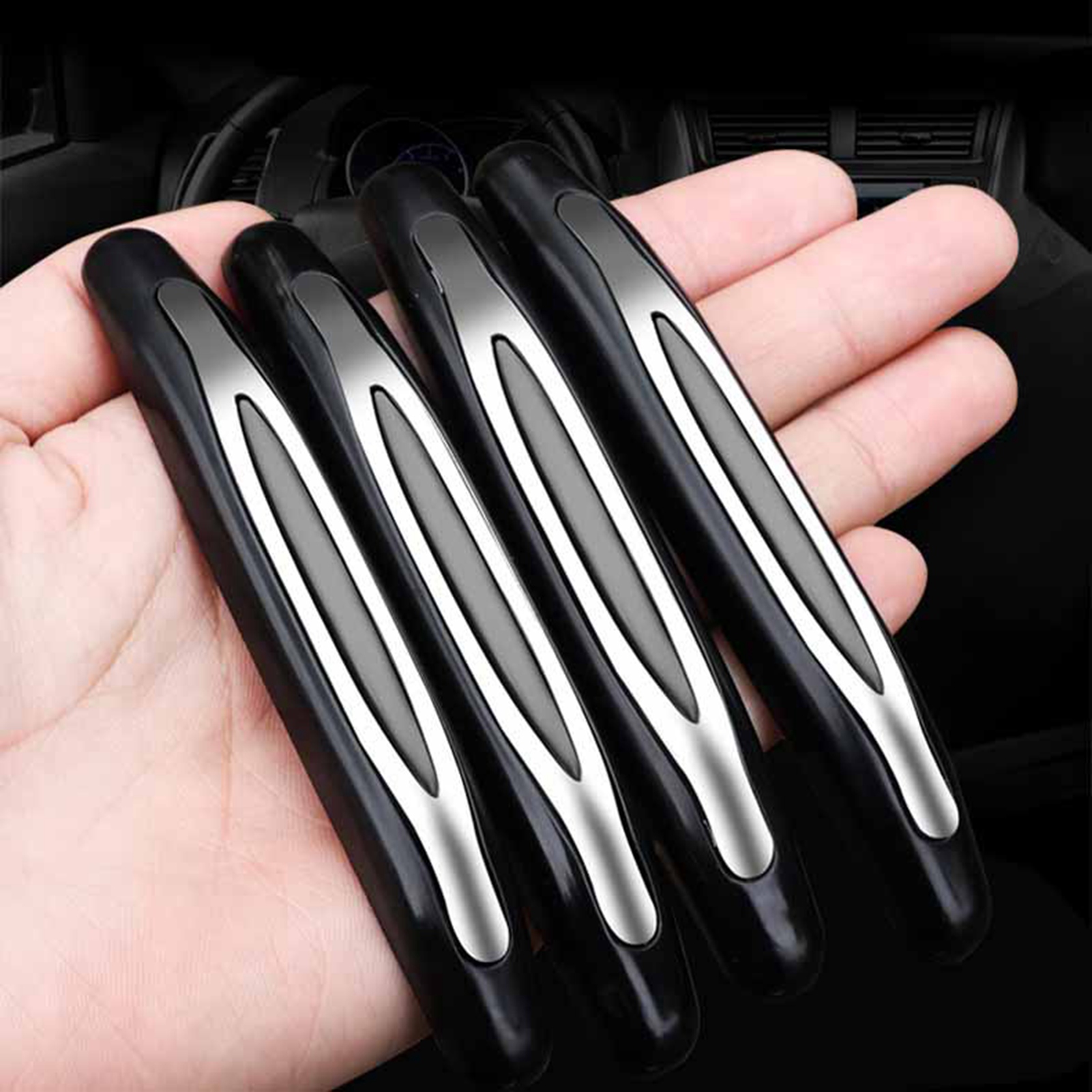 4 Schwarze Pvc-streifen 110 X 15 Mm, Kantenschutz Für Autotüren, Kratzfest, Stoßfest, Dekorativ, Für Pkw, Lkw Und Suv