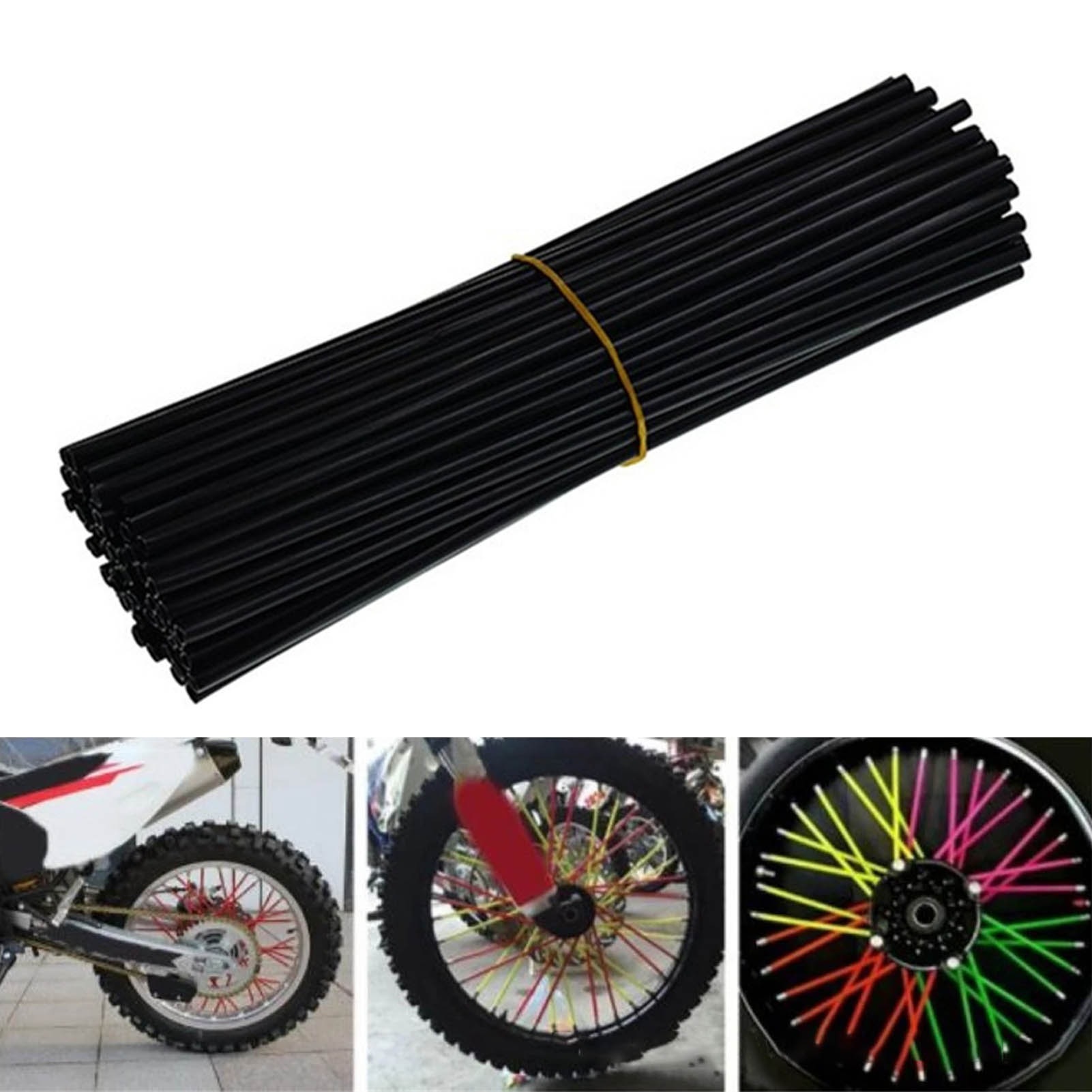 72-teiliges Universelles Dekoratives Speichenschutzset Für Fahrräder, Schwarze Felgenschoner Für Mountainbikes, 72-teiliges Radabdeckungsset